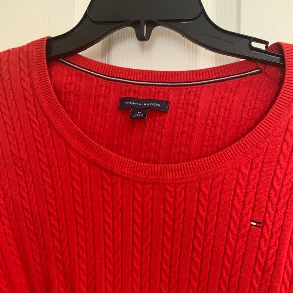 TOMMY HIFGER Baby Cable Long Sleeve U Neck Woman Sweater M - Picture 10 of 12